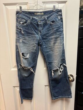 BKE Ripped Boyfriend Jeans in Medium Blue